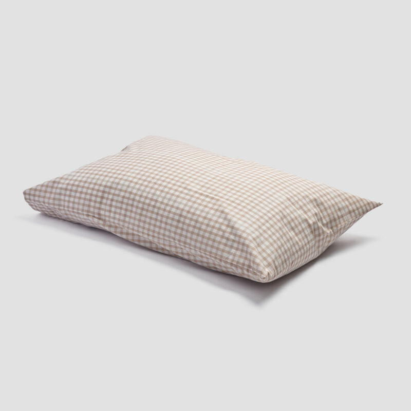 Cafe au Lait Small Gingham Cotton Pillowcase (Pair) - Image 3