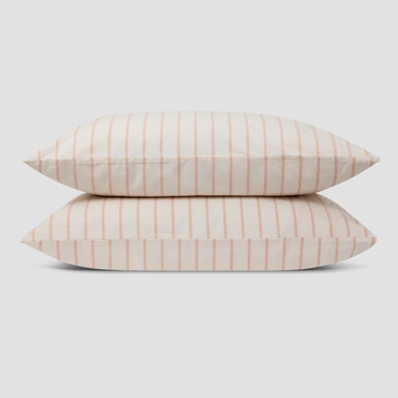 Blush Pink Slumber Stripe Cotton Pillowcases (Pair) - Image 2