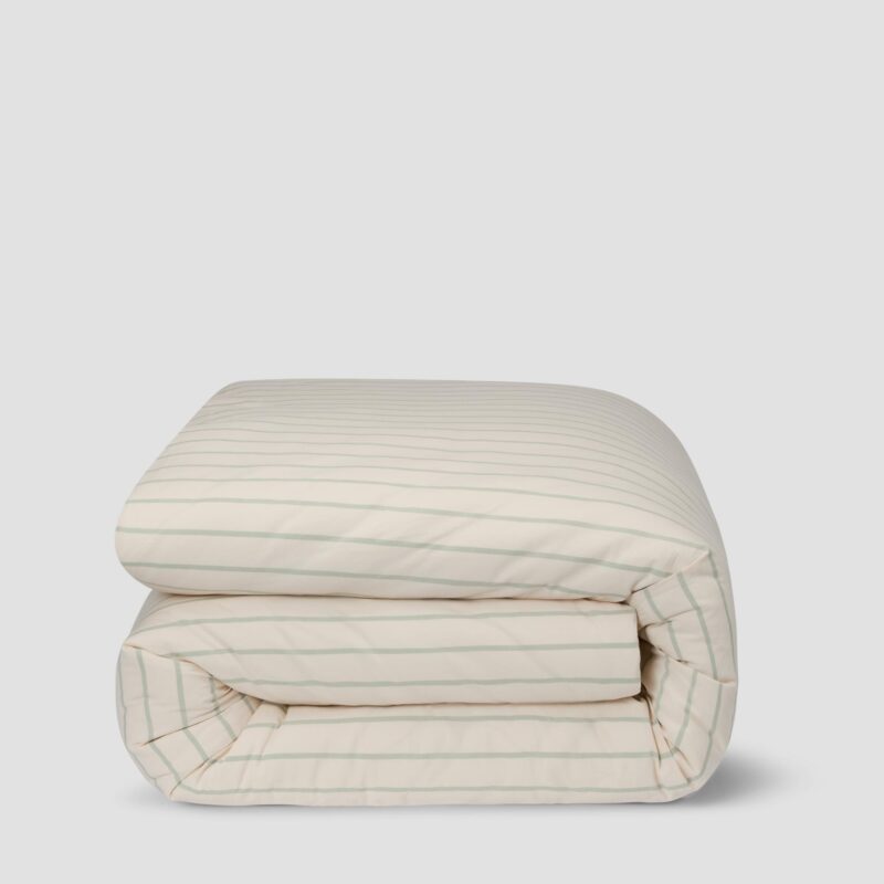 Mellow Green Slumber Stripe Cotton Duvet Cover - Image 2