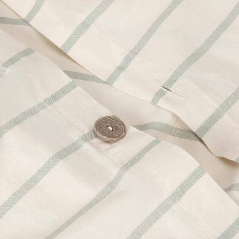 Mellow Green Slumber Stripe Cotton Duvet Cover - Image 3