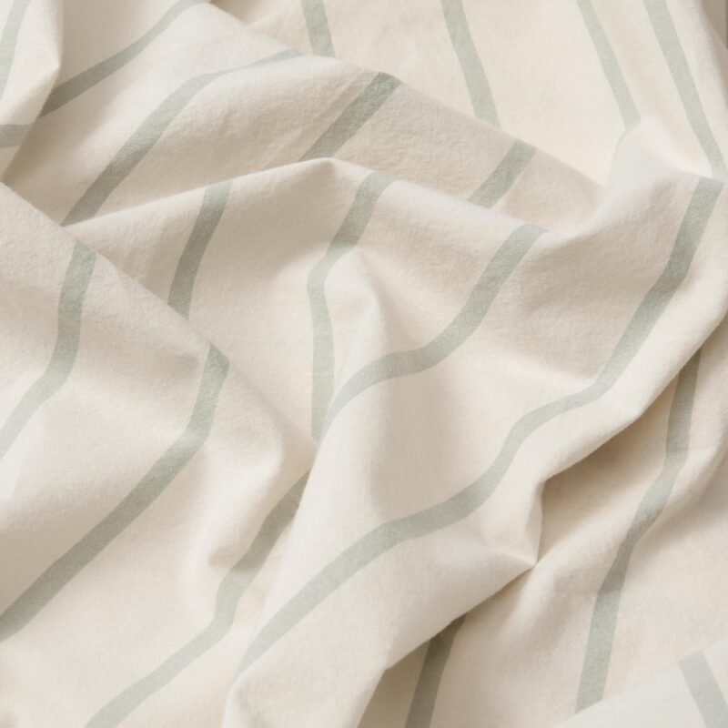 Mellow Green Slumber Stripe Cotton Duvet Cover - Image 4