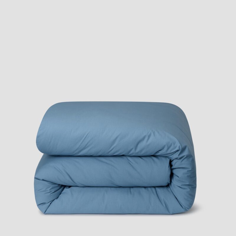 Cove Blue Washed Percale Cotton Duvet Cover - Image 2