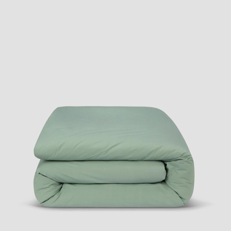 Mellow Green Washed Cotton Percale Duvet Cover - Image 2