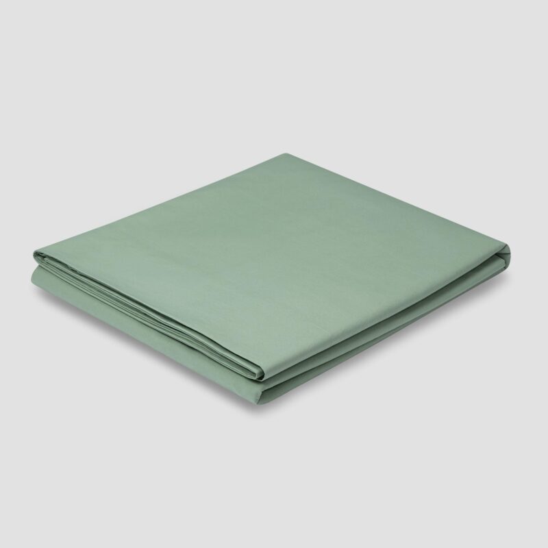 Mellow Green Washed Cotton Percale Flat Sheet - Image 2