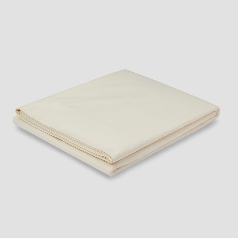 Mindful Cream Washed Cotton Percale Flat Sheet - Image 2