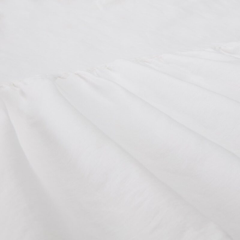 White Linen Blend Bed Skirt - Image 2
